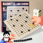 بازی بازی فکری مگنت چس چوبی روی میز, مهره‌های مغناطیسی بازی مگنت چس, محتویات کامل جعبه شطرنج مگنتی چوبی
