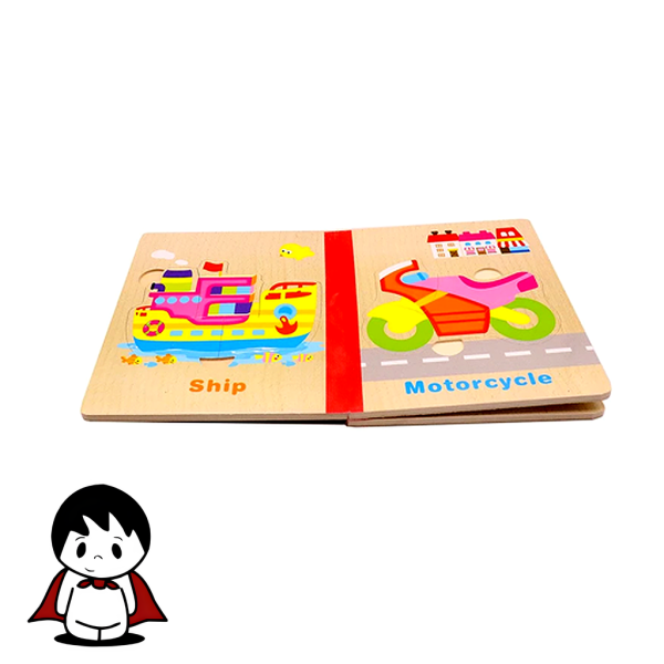 پازل کتابی چوبی آموزشی مدل وسایل نقلیه - تصویر 2