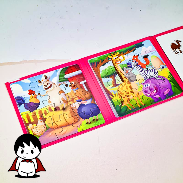 کتاب پازلی مگنتی طرح حیوانات ۳۴ تکه، دفترچه پازل آهنربایی - تصویر 2