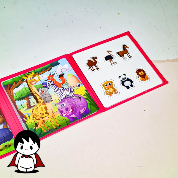 کتاب پازلی مگنتی طرح حیوانات ۳۴ تکه، دفترچه پازل آهنربایی - تصویر 3