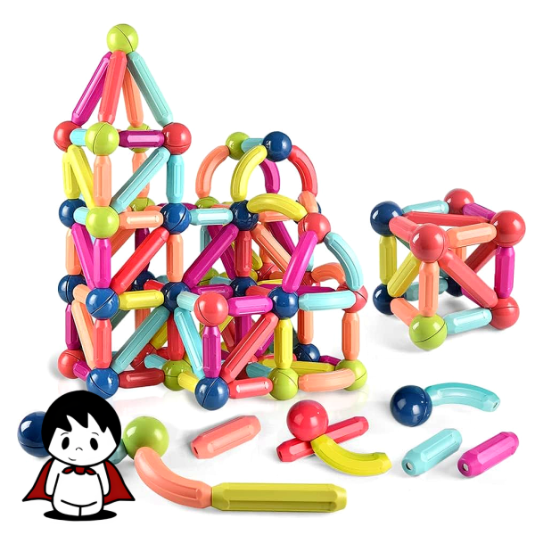 ساختنی طرح مگنت مدل Magnetic Sticks – مجموعه ۱۲۸ قطعه‌ای آموزشی مغناطیسی - تصویر 4