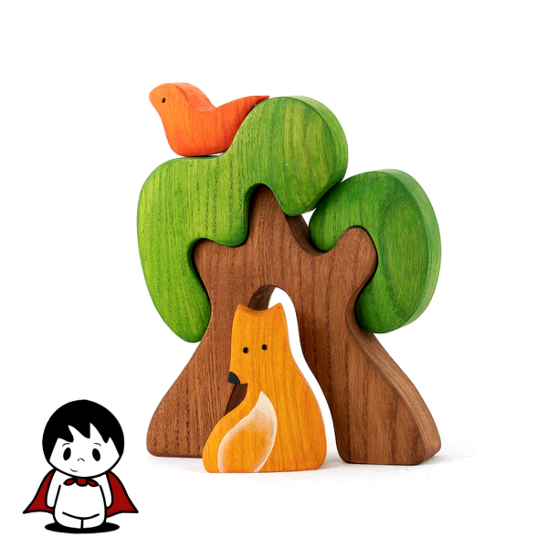 پازل چوبی تعادلی مدل درخت و روباه | اسباب بازی دکوراتیو - تصویر 2