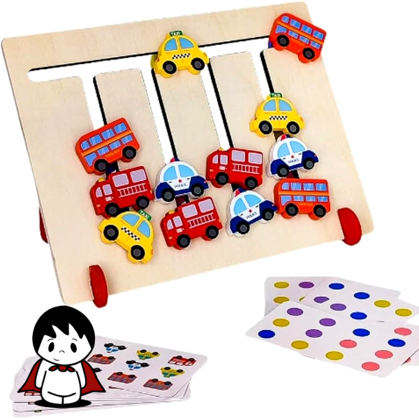 بازی فکری رنگچین چوبی طرح ماشین (تقویت هوش و مهارت دست‌ورزی) - تصویر 2