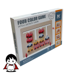 بازی رنگچین چوبی طرح ماشین با مهره های رنگی, کودکی در حال چیدن مهره های رنگچین, صفحه چوبی بازی به شکل ماشین, کارت های الگوی بازی رنگچین, بسته بندی بازی فکری رنگچین چوبی