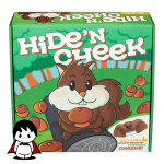 جعبه بازی فکری Hiden Cheek با تصویر سنجاب و محتویات بازی شامل ماسک و بلوط