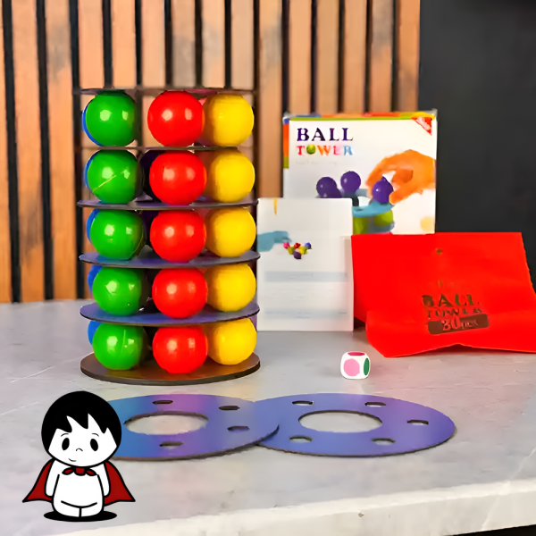 بازی فکری و تعادلی برج توپ کودک به همراه تاس رنگی - تصویر 6